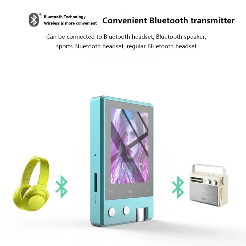 مشغل MP3 HiFi بدون فقدان محمول DSD256 24Bit 192 كيلو هرتز صوت عالي الدقة بلوتوث 5.1 مشغل موسيقى قابل لإعادة الشحن دعم بطاقة TF