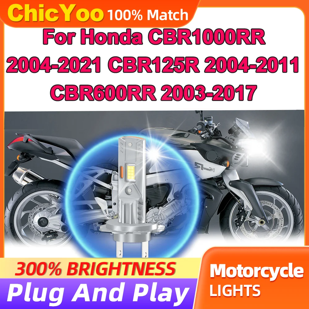 

H7 LED Motorcycle Front Light 120W High Power Plug And Play For Honda CBR1000RR 2004-2021 CBR125R 2004-2011 CBR600RR 2003-2017