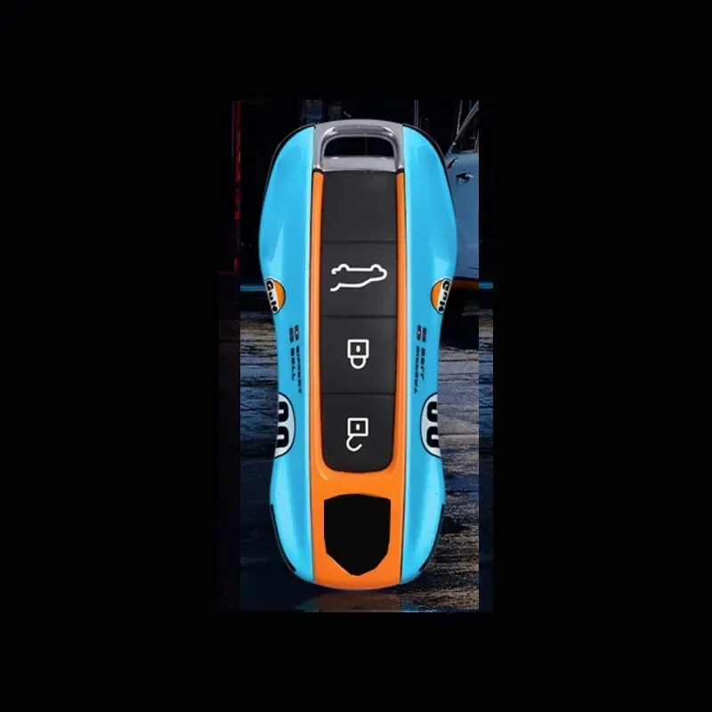 Car Stickers #20 for Gulf Memorial Version for Porsche Macan Cayenne 718 Paramera 911 Modified Car Key Case Cover Fob Keych