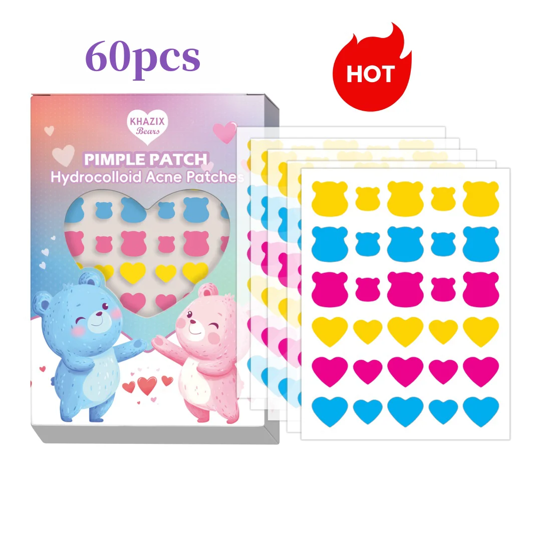 60 قطعة من رقع حب الشباب على شكل الدب الكرتوني، ملصقات بقعة بثرة رفيعة للغاية قابلة للتنفس #1