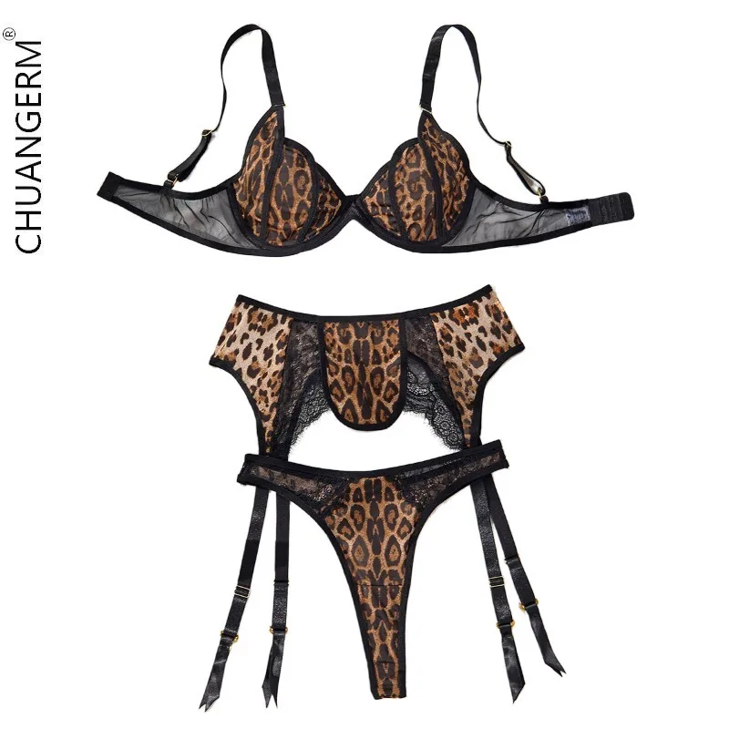 

CHUANGERM Lingerie Set Leopard Print Set Lace Erotic Lingerie Woman Sexy Young Women,Onlyfans Underwear Transparent Bra Women's