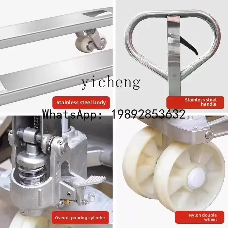 A1 304 stainless steel manual forklift hydraulic lift loading and unloading handling rider mopping cattle electronic forklift