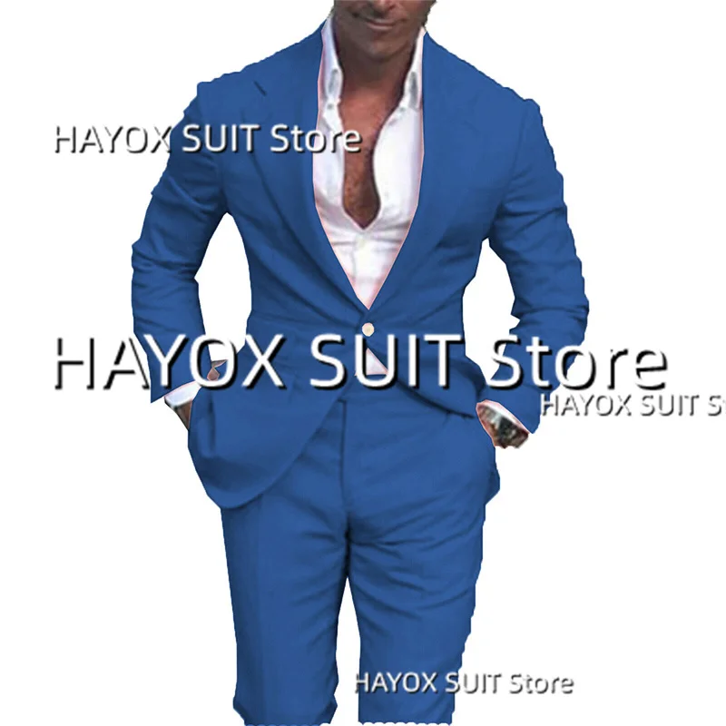 

Men's Suit 2 Piece Point Lapel One Button Casual Jacket Pants Prom Wedding Groomsmen Set Tuxedo