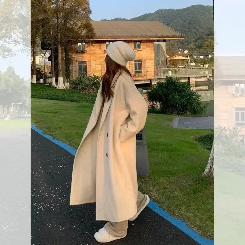 

2024 autumn and winter medium and long over-knee small fragrant woolen coat women's upper-grade college small woolen coat tide