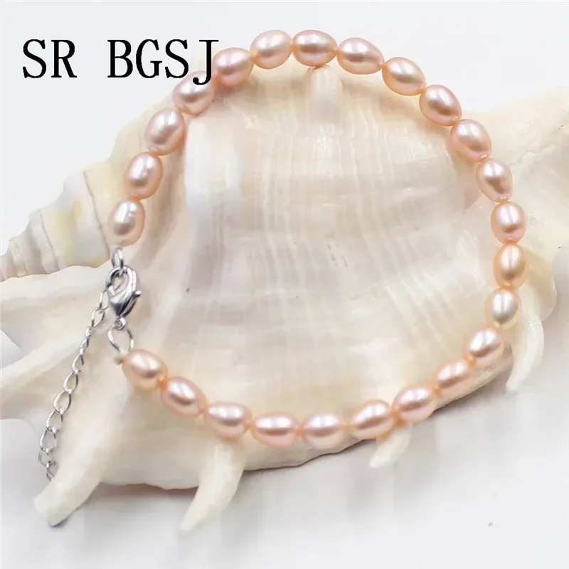 Women Jewelry Natural Rice Freshwater Pearl Knot Necklace Braclet Earrings Pearl Set