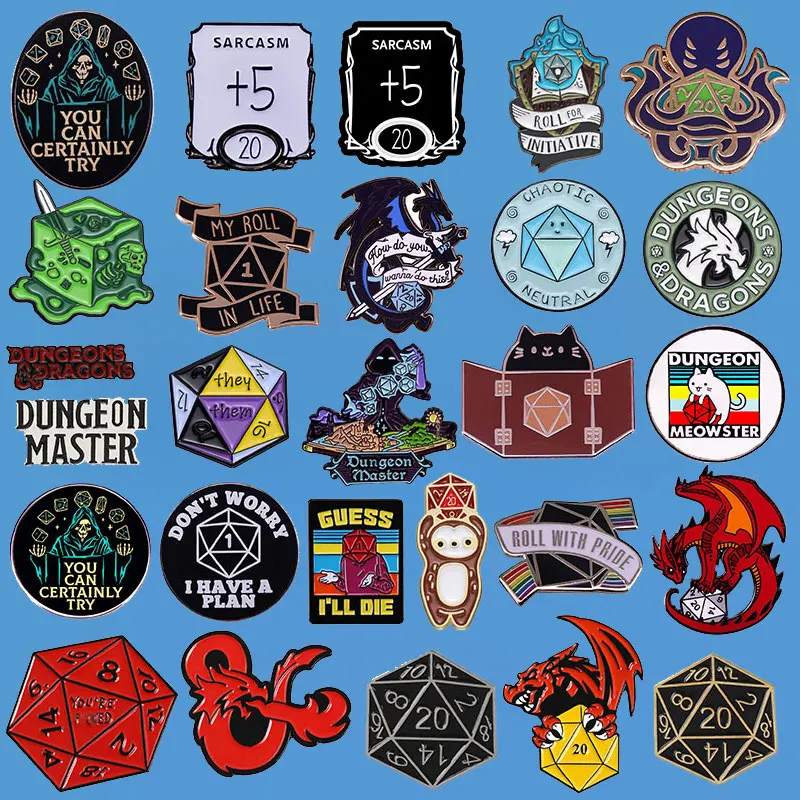 

Dungeons & Dragons Enamel Pins Dice Brooch Clothing Backpack Lapel Badges Fashion Jewelry Accessories For Kids Gifts