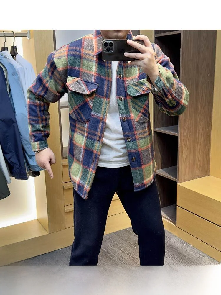 

Мужская фланелевая рубашка-куртка Nordic, утепленная, осенне-зимняя, теплая, на флисе, с длинным рукавом, свободного кроя, в клетку, верхняя одежда