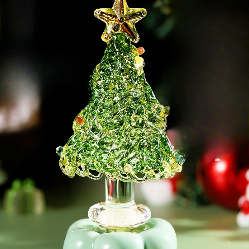 

Christmas gift rotating glass tree gift for girl girlfriend girlfriend small gift atmosphere ornament