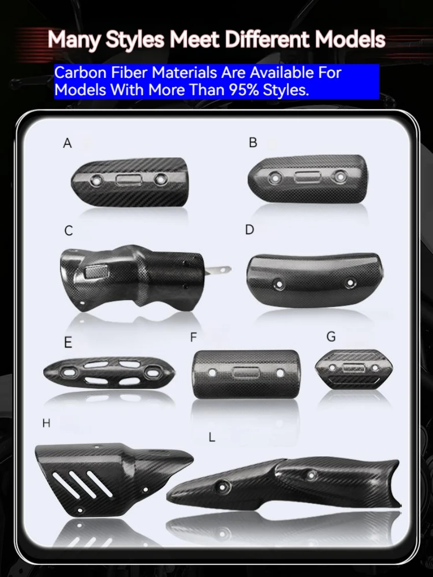 Motorcycle Exhaust Pipe Real Carbon Fiber Protector Heat Shield Muffler Guard Anti-scalding Cover
