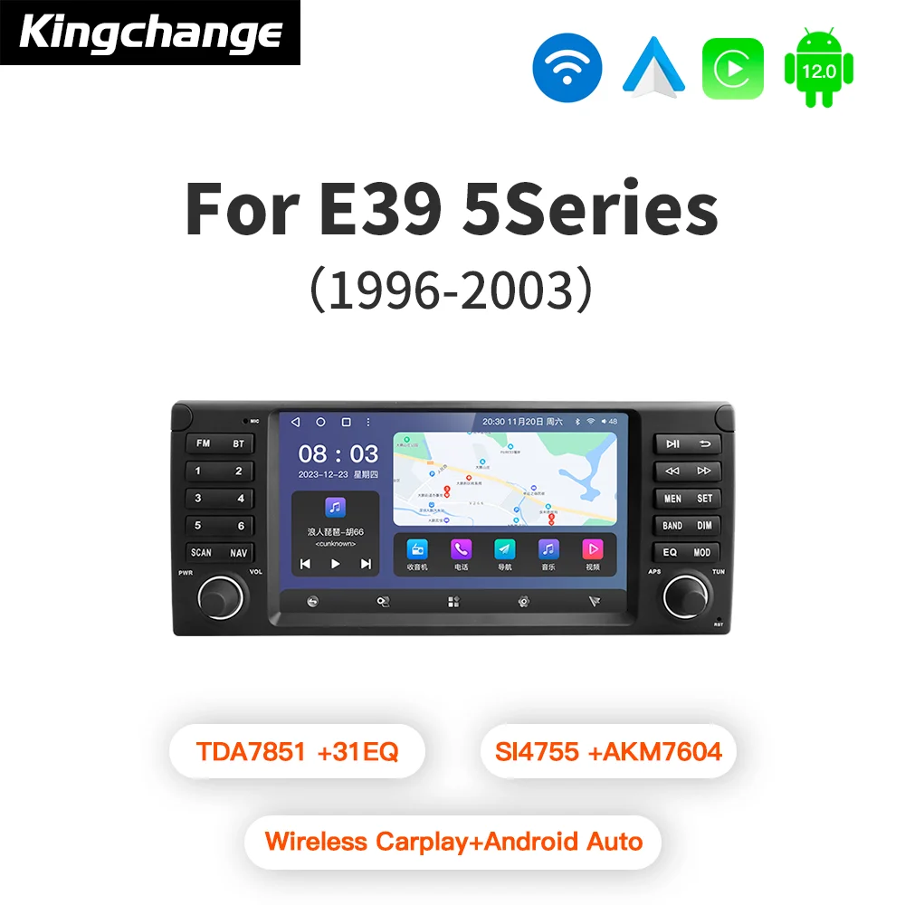 

Kingchange 8''Voice Wireless CarPlay Android Auto Radio for BMW 5 E39 1995 - 2003 E53 X5 M5 4G Car Multimedia GPS 2din autoradio