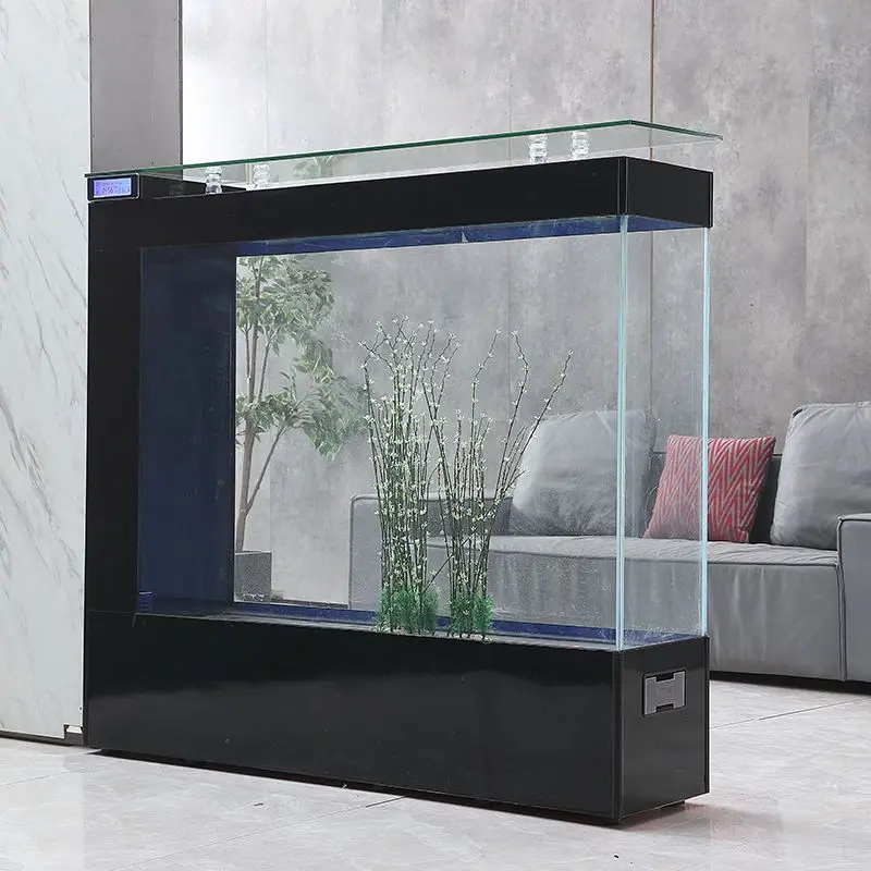 

New ultra-white glass ecological fish tank living room gold tank household screen floor square partition aquarium balcony