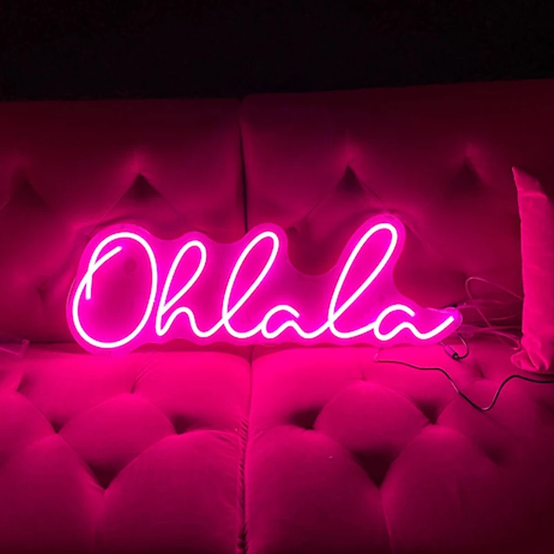 

55*20cm Led Ohlala Neon Sign Light for Reception Wedding Decorations Oh La La Letter Night Light Neon Sign for Bedroom Ornament