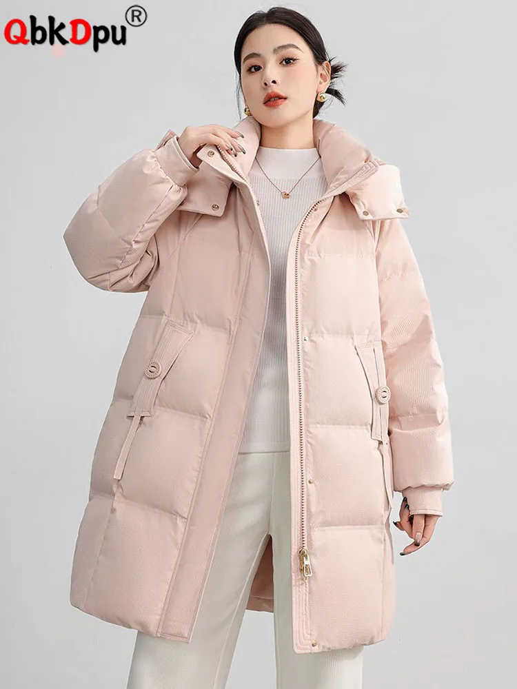 

Winter Warm Down Cotton Hooded Abrigos De Plumas Women Casual Thicken Zipper Single Breasted Jackets Korean Chic Loose New Coats