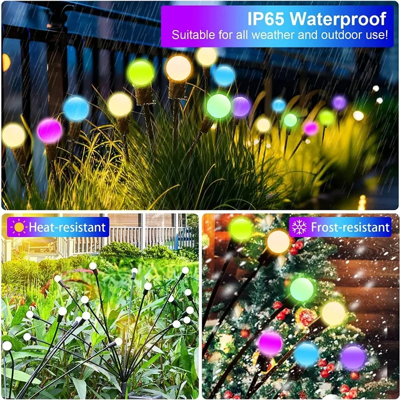 10Pack Solar Garden Lights100 LED Firefly Lights Solar Outdoor Waterproof Solar Powered High Flexibility Swaying Landscape Lawn