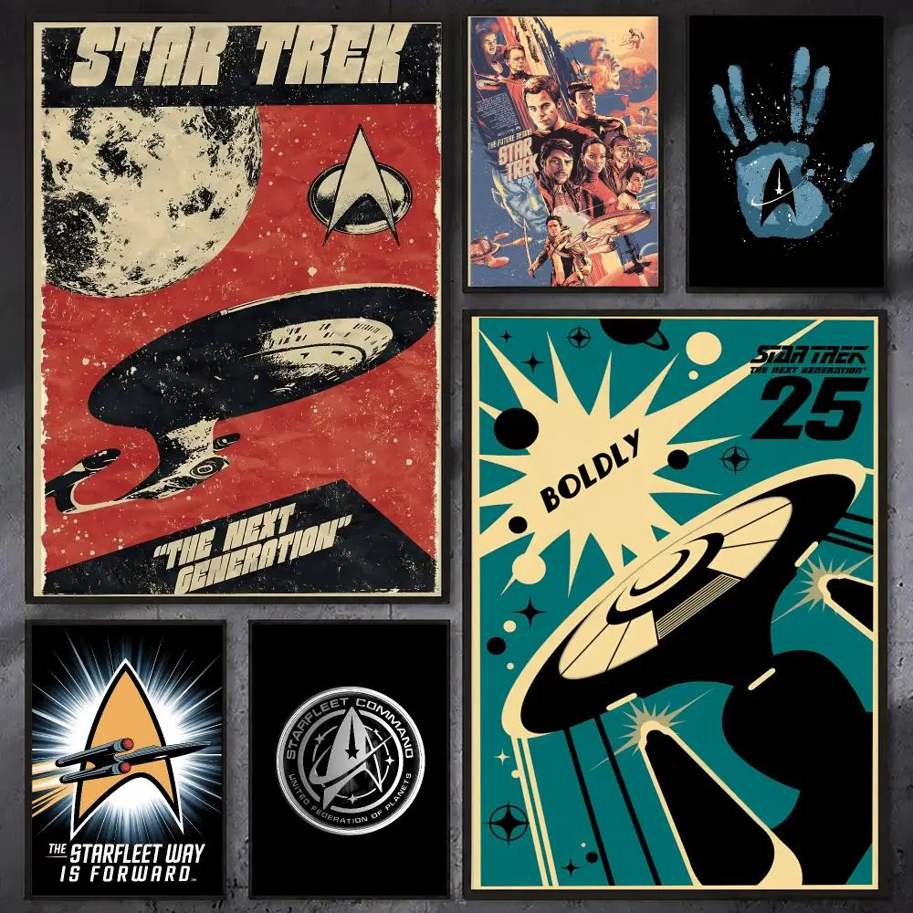 S-Star Trek TV Show Movie Poster Waterproof Sticky Wall Art Print For Bedroom Living Room Hallway Bar Home Decor
