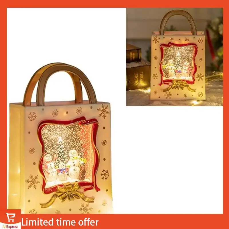 

Fresh Christmas Snow Globe Lantern Musical Lighted Snow Globe Lantern Battery Powered Night Light Handbag Electric Snow Globe