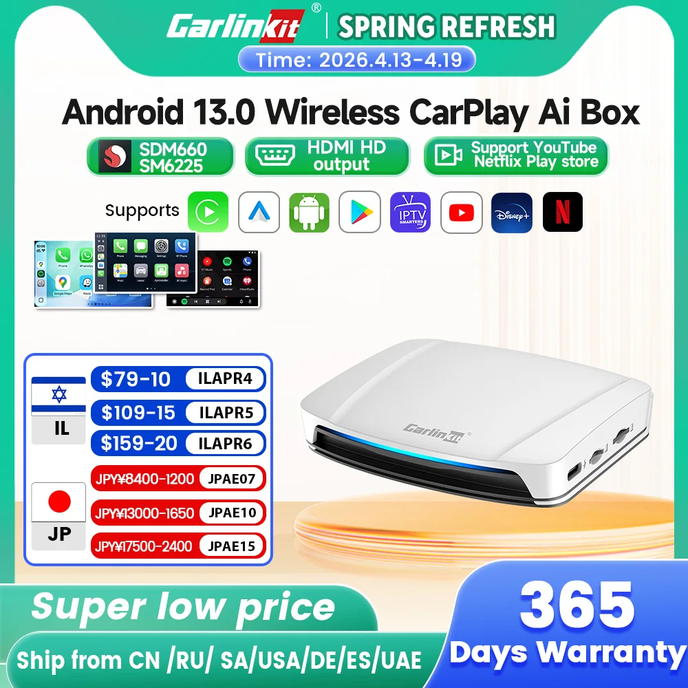 

8+128G Carlinkit Tv Box Android 13 Wireless Carplay Car Box Mini Android Auto Wireless Adapter Qualcomm 8cores Fota Upgrade HDMI