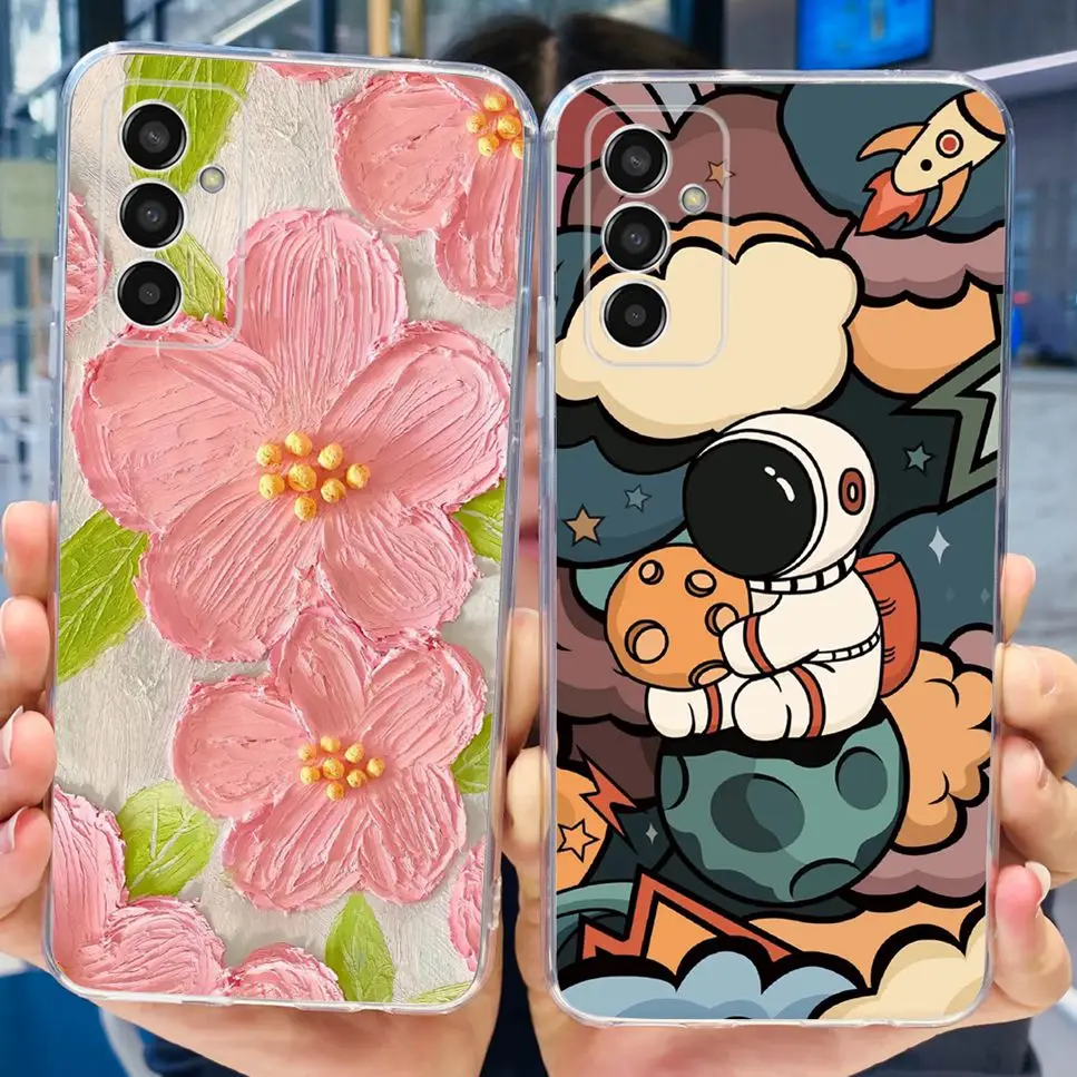 NEW For Samsung Galaxy M13 Case Luxury Flower Love TPU Soft Silicone Cover For Samsung M13 F13 4G 6.6\