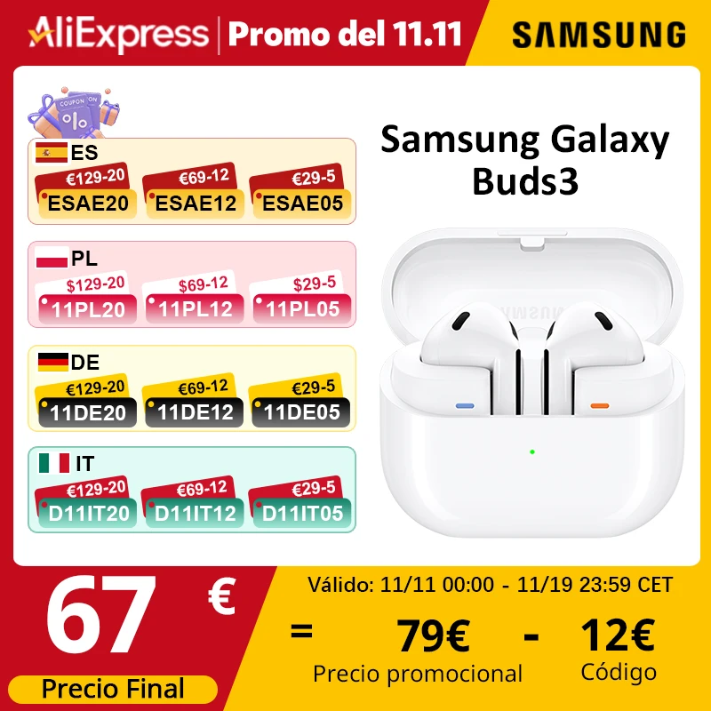 سماعة أذن لاسلكية سامسونج جالاكسي Buds3 ، إلغاء ضوضاء نشط ، بلوتوث ، IP57 ، مقاومة للماء ، صوت ، أصلي #1