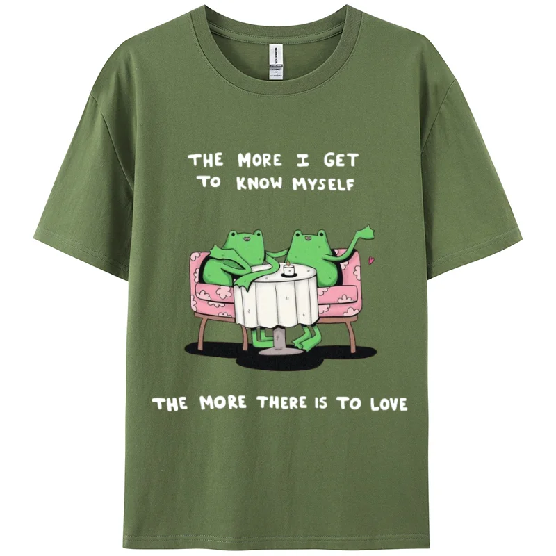 Men And Women Frog Letter Print Women's Cotton T-shirt White Y2K Oversized Summer Comfortable Short Sleeve Fairy Casual Wear