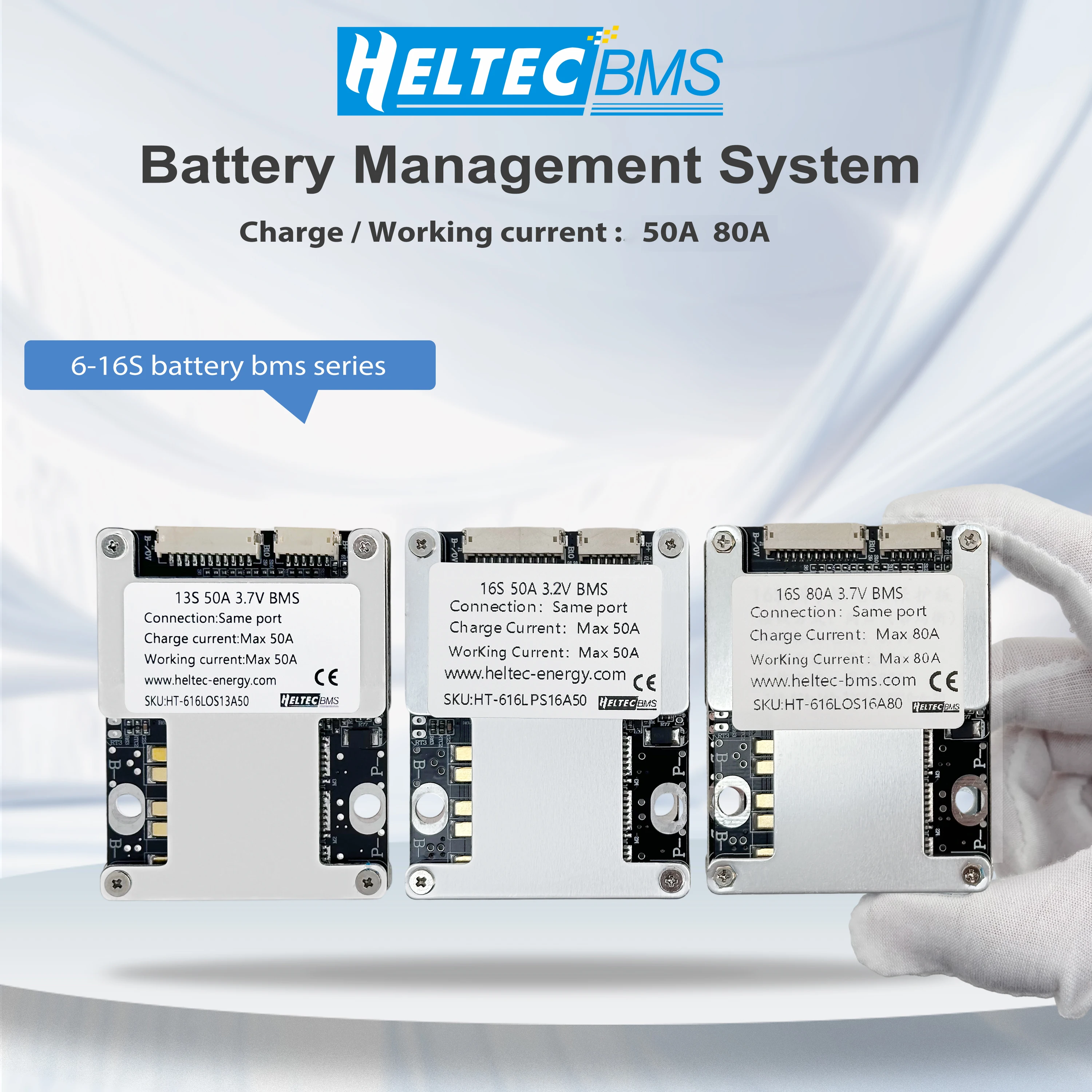 Heltecbms 6-16s Series BMS Ternary Lithium Battery Management System 50A/80A Discharge Current for NCM/LFP 12V 24V 36V 48V