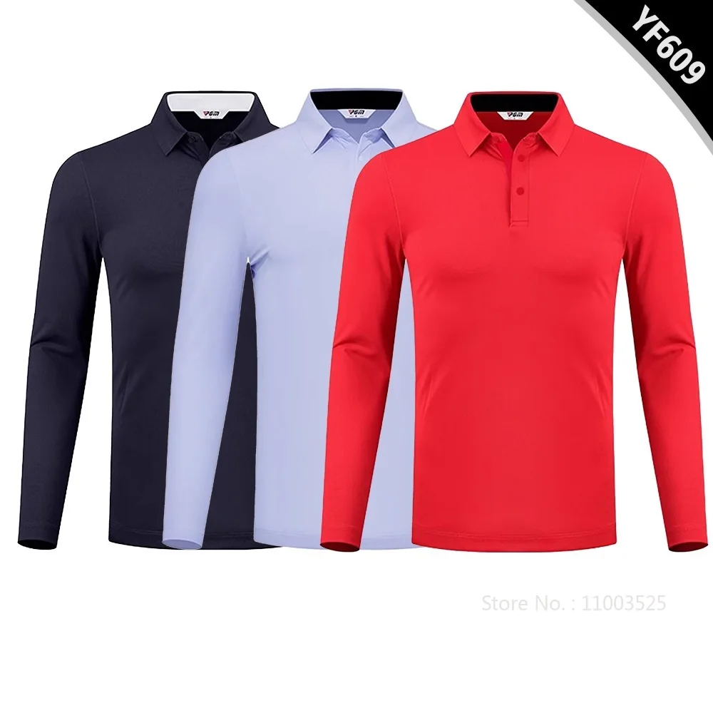 

Pgm 2025 Long Sleeved Polo Shirt Spring Autumn Base Collar Casual Tops Male Solid Elastic Sports T-shirts Team Clothing M-4XL