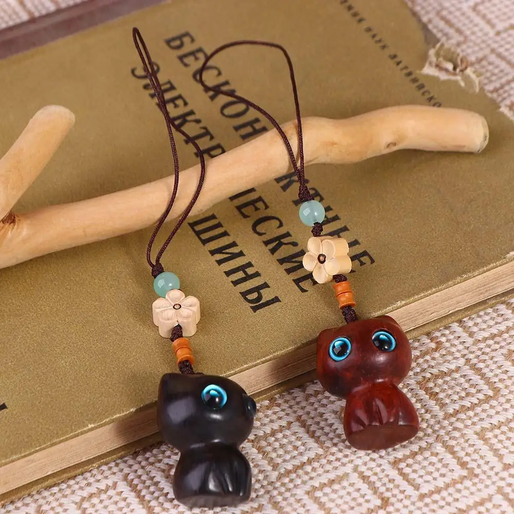 

Милый декоративный плетеный короткий ремешок-подвеска для телефона, кольцо-держатель для мобильного телефона, брелок из сандалового дерева, брелок-подвеска «Счастливый кот», ремешок для ключей