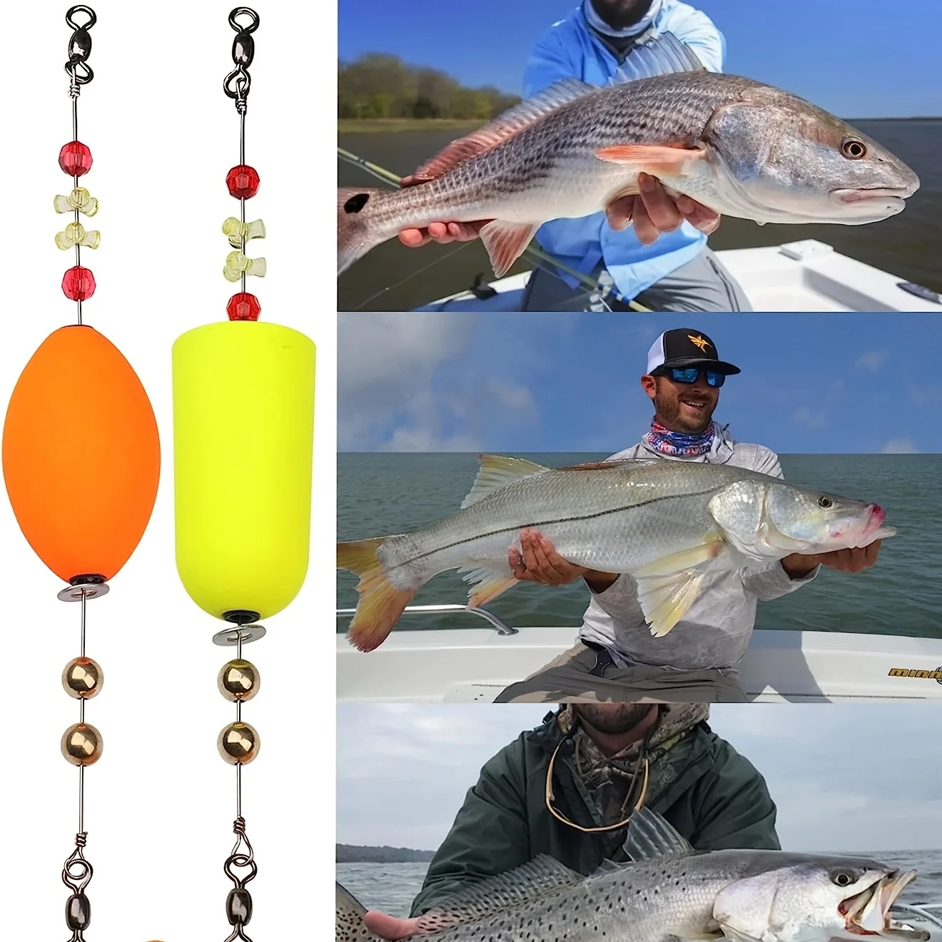 YOTO Popping Corks 4PCS for Saltwater Freshwater Fishing Popper Floats Bobber Redfish Speckled Trout Sheepshead Flounder