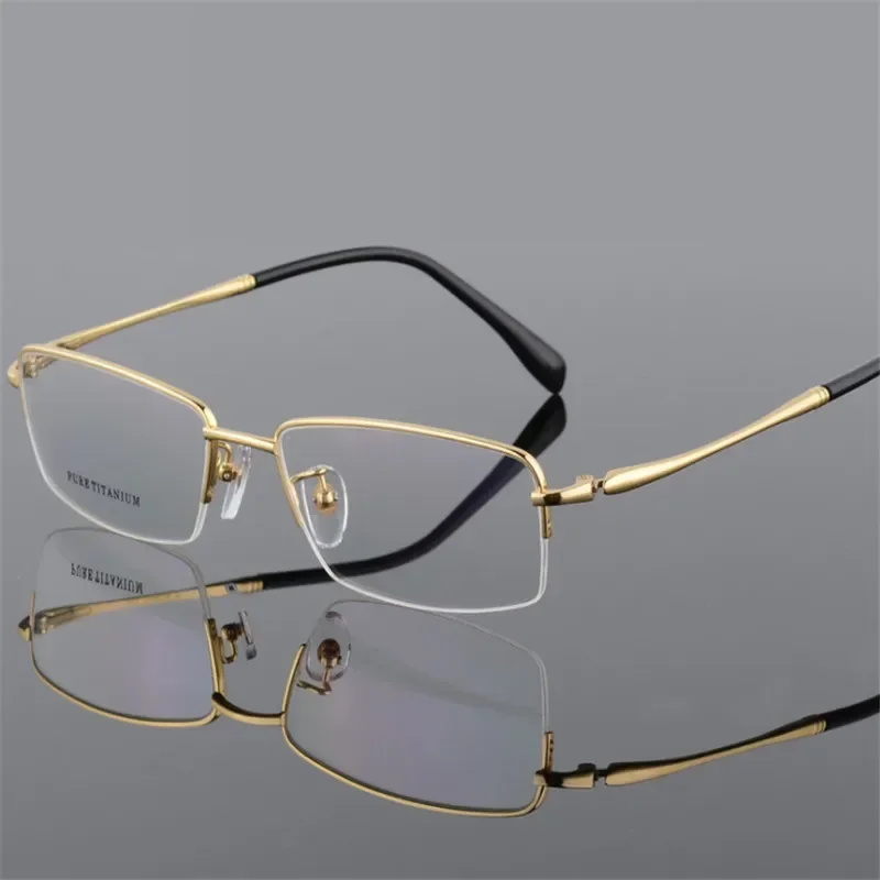 Gafas de titanio puro para hombre, lentes ópticas graduadas con montura de alta calidad, para miopía e hipermetropía progresiva, 56-18-142