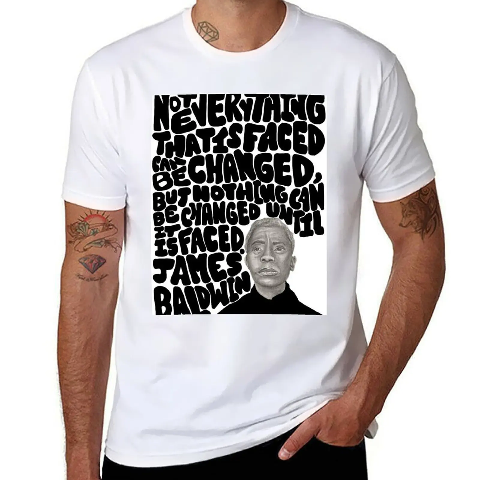 

James Baldwin: Black Lives Matter T-Shirt t shirt man casual cotton t shirt pack T-Shirt