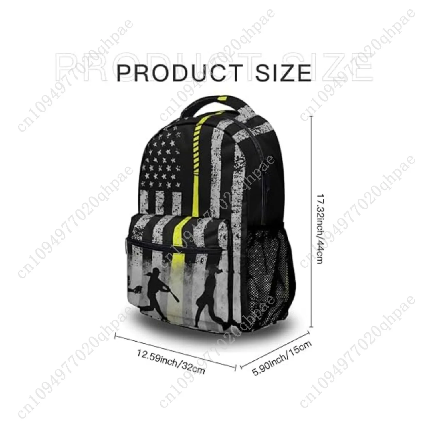 حقيبة ظهر كاجوال مطبوعة بعلم البيسبول حقيبة مدرسية حقائب ظهر للسفر #2