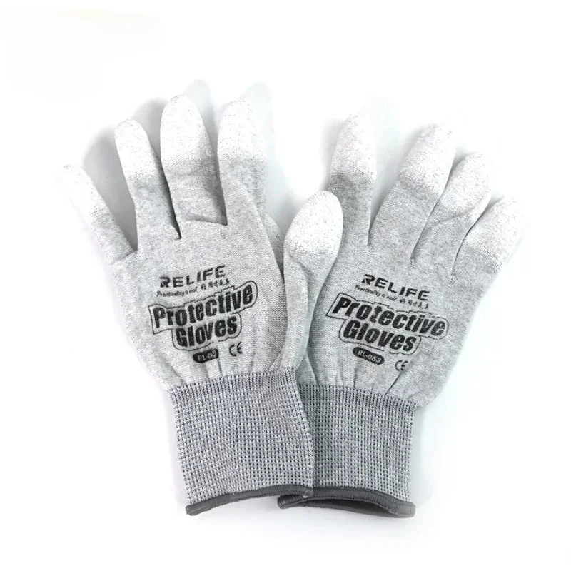 RELIFE RL-063  Anti-Static Gloves Non-slip ESD Electronic Working Gloves PU Insulation Coated Finger Protection For Phone Repair