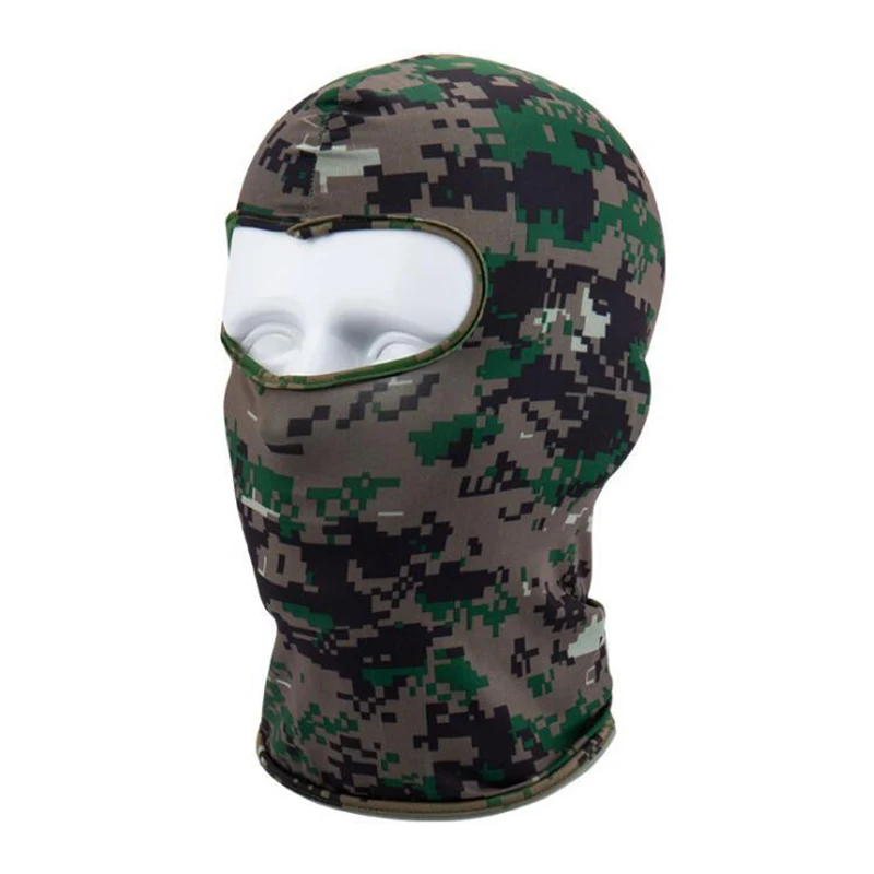 Outdoor Full Face Mask Spandex Balaclava Thin Motorcycle Cycling Ski CS Mask Digital Green Camo