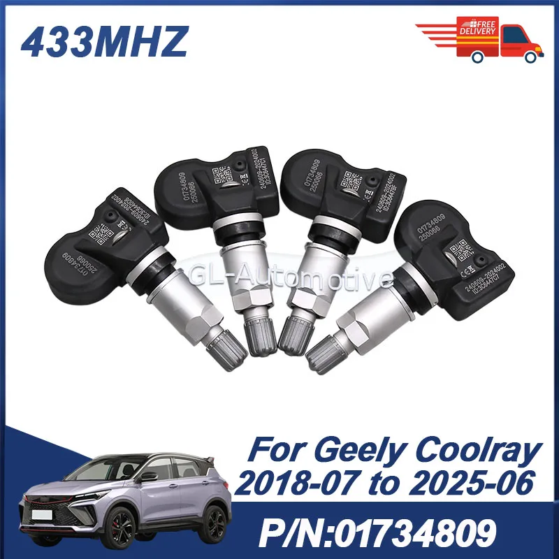 

4PCS Tire Pressure Monitoring Sensor For Geely Coolray 2018-2025 TPMS Sensor 01734809 433MHZ