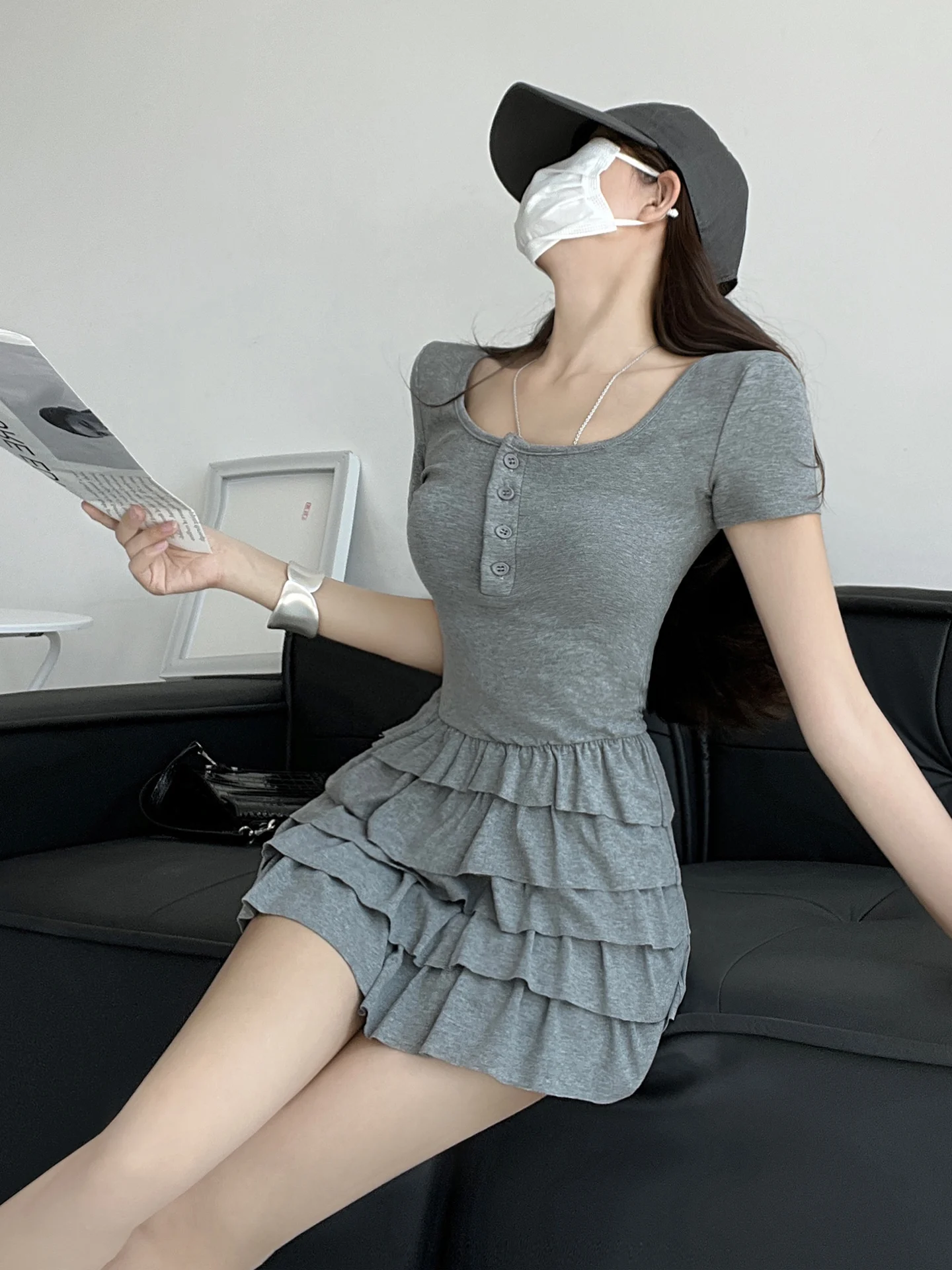 Ele ort Sve Square Ne Dr Gonna torta snellente a vita alta Sle Summer Commute Faion per giovani donne