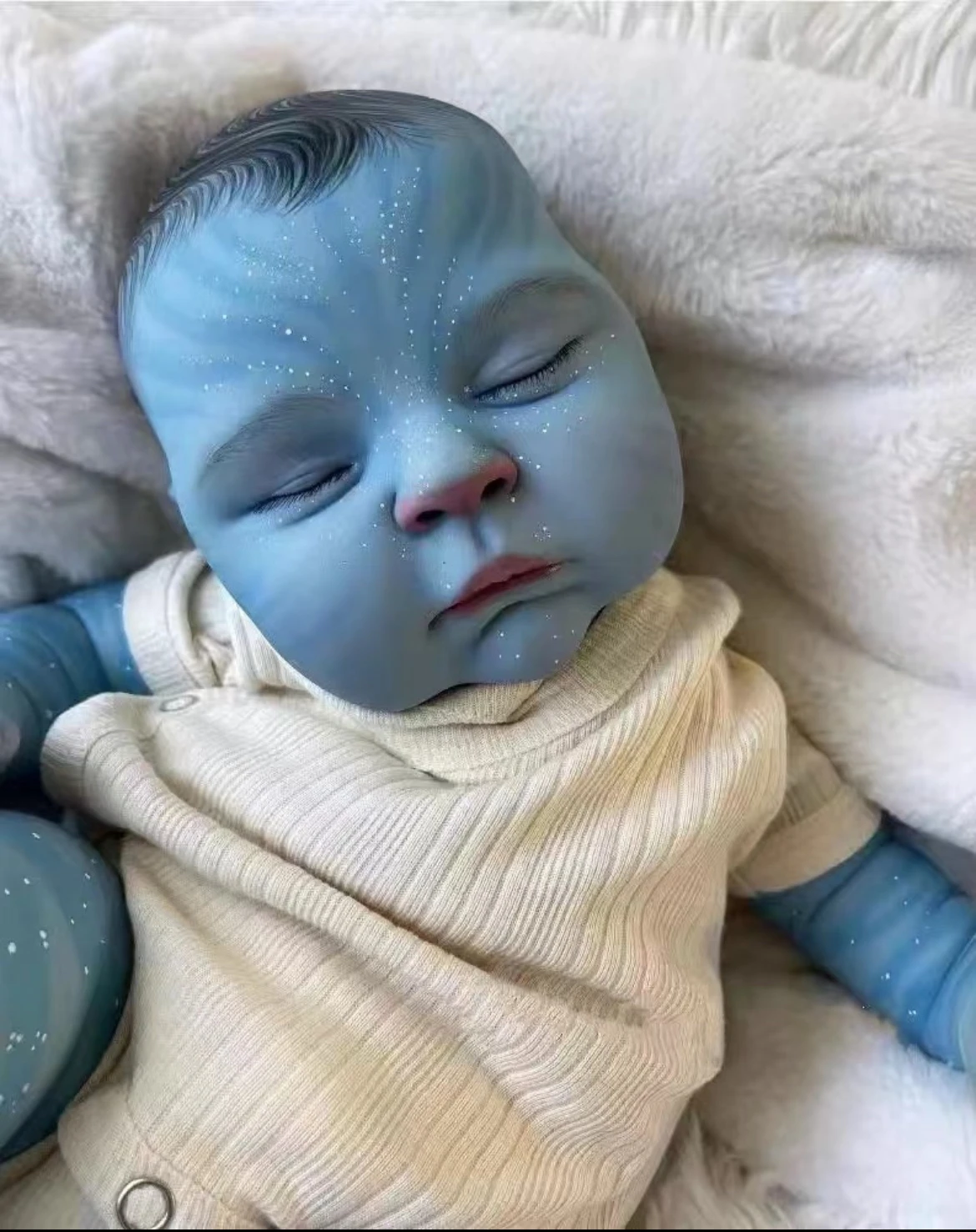 49CM Pfirsiche Avatar Lebensechte Neugeborene Baby Puppe Reborn Baby Größe Echt Bild Handgemachte 3D Haut ziehen Haar Sichtbare Adern