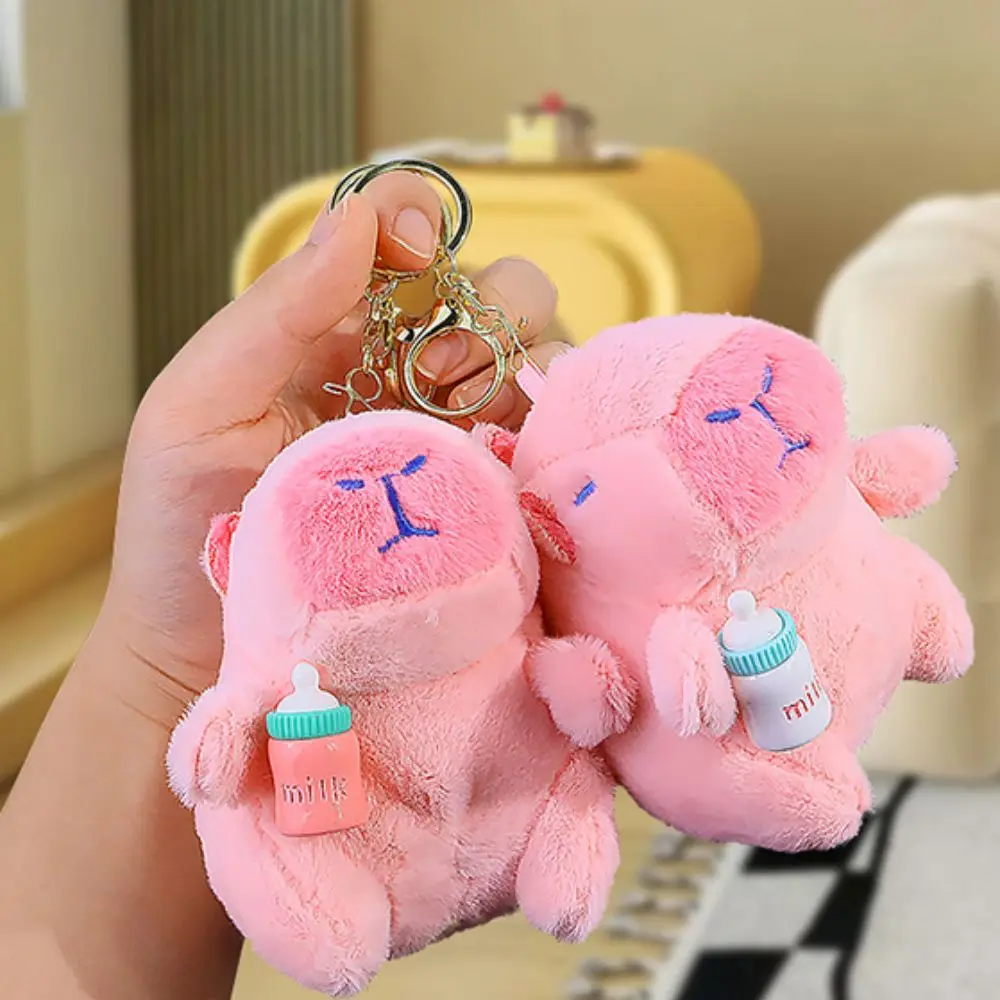 ขวดสีสุ่ม Capybara ตุ๊กตา Plush 11 ซม.ขวด Series พวงกุญแจกระเป๋าเป้สะพายหลังจี้ของเล่นแบบพกพาน่ารัก