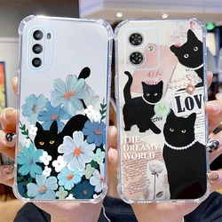 G54 Cold Cat Transparent Phone Case For Motorola Moto G54 G42 G24 G20 G30 G84 G73 G72 G52 G9Plus G14 G13 G53 G8 G82 G32 Cover
