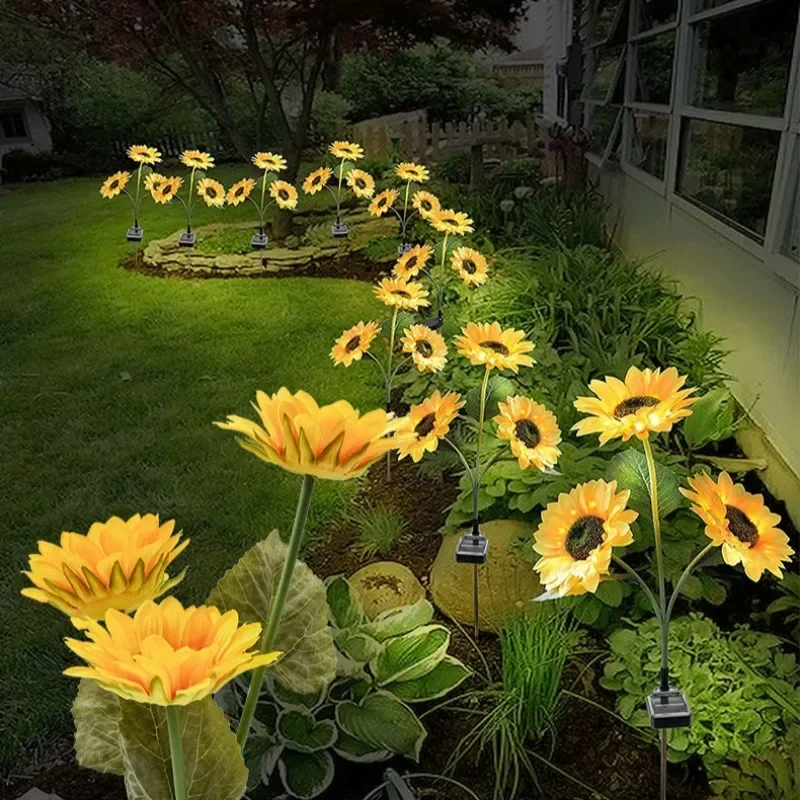 Simulated Outdoor Solar Sunflowers Smart Sense Garden Lights Yard Wedding Thanksgiving Decor Light Waterproof LED Lawn Light