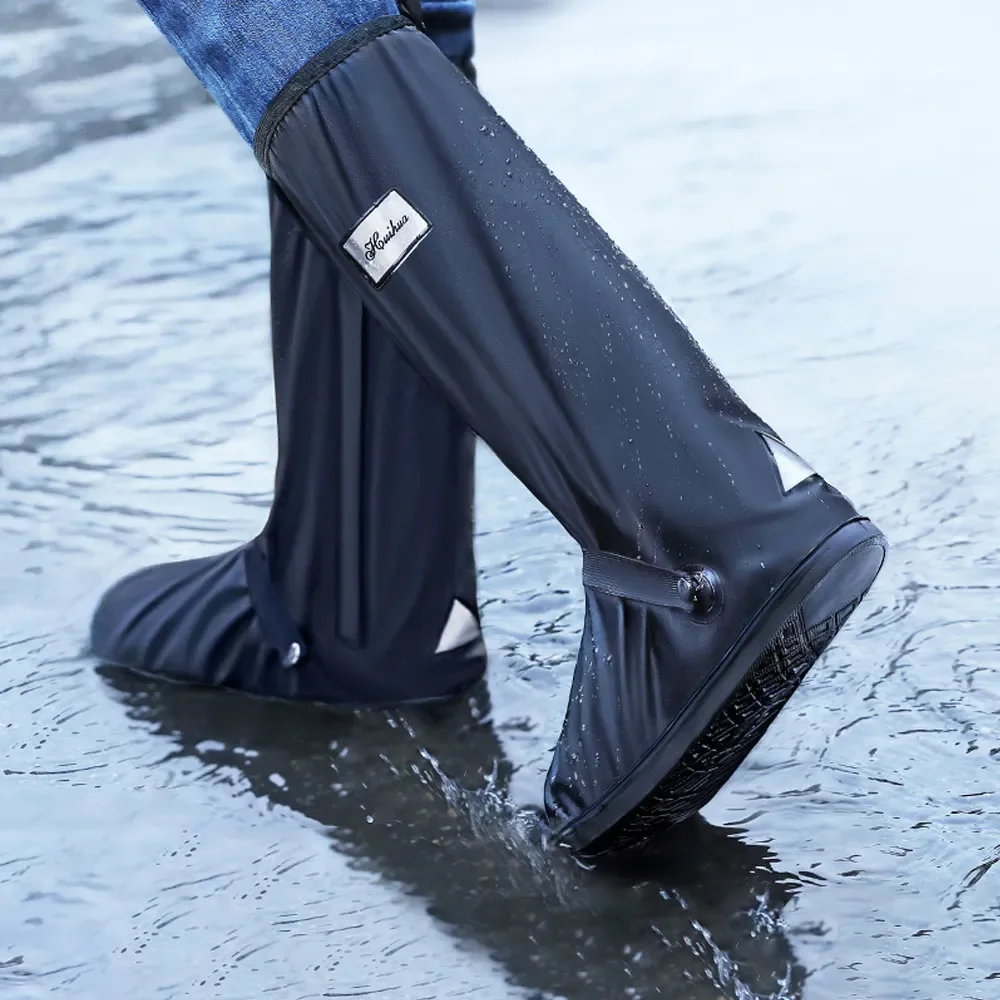 Thicken High Tube Outdoor Camping Waterproof Shoes Reusable Motorcycle Cycling Bike Rain Boot Shoes Covers Rainproof Shoes Cover