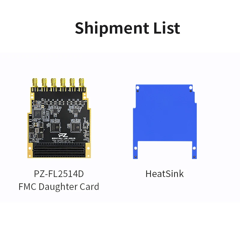 Tarjeta hija Puzhi PZ-FL2514D FMC China ADC de cuatro canales de alta velocidad 14 bits 250MSPS AD250D14 LPC FMC Board LVDS