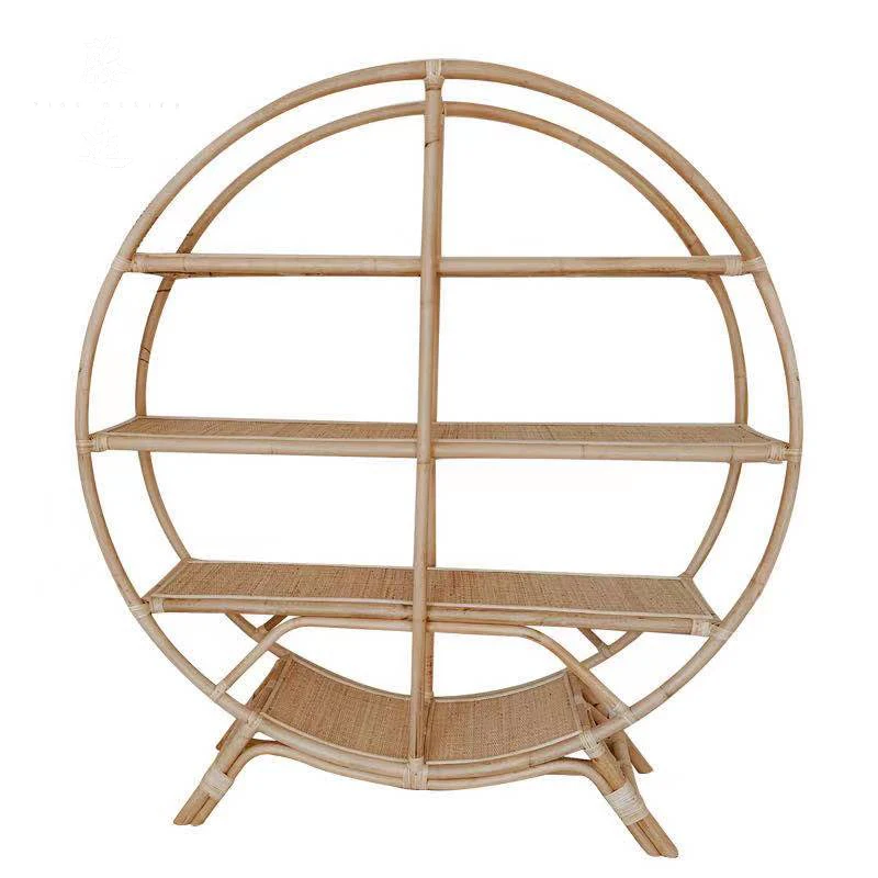 Ins Rundes Rattan-Regal, Regal, Bücherregal, Boden, neuer chinesischer Stil