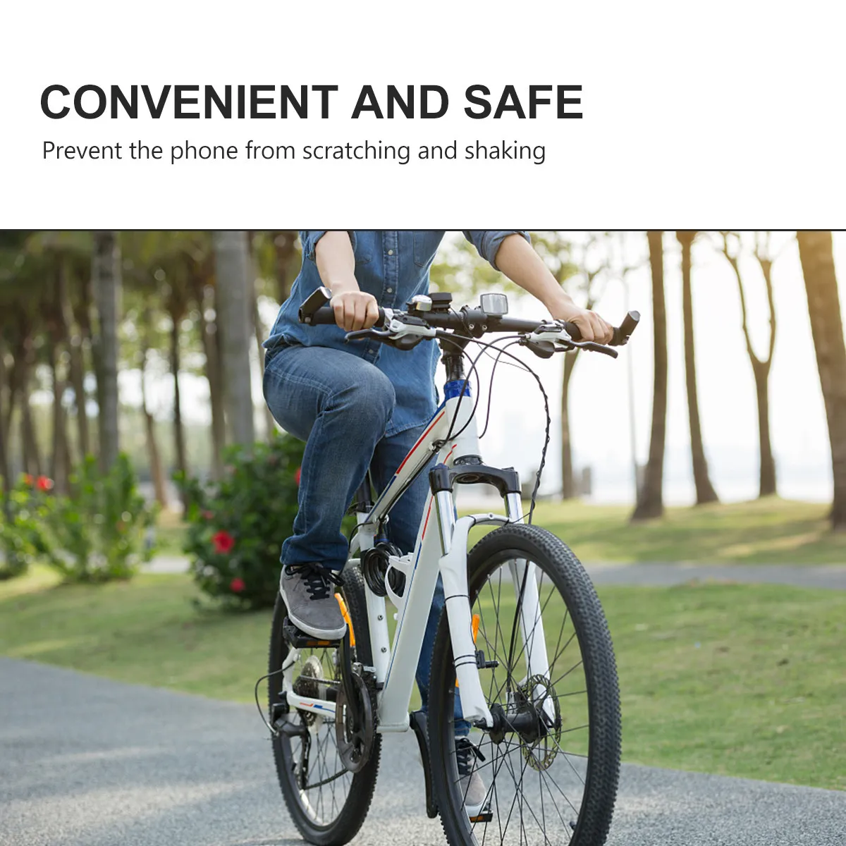 Bike Phone Bracket Bicycle Handlebar Holder Compatible with 4-6.5 Inch Phones Shockproof Secure Grip One Button Lock Bike