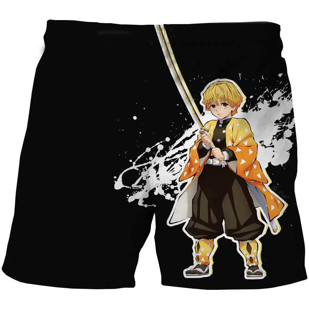 Bañador con estampado 3D de Demon Slayer para hombre, traje de baño con estampado de Anime, pantalones cortos de playa, tabla de Surf