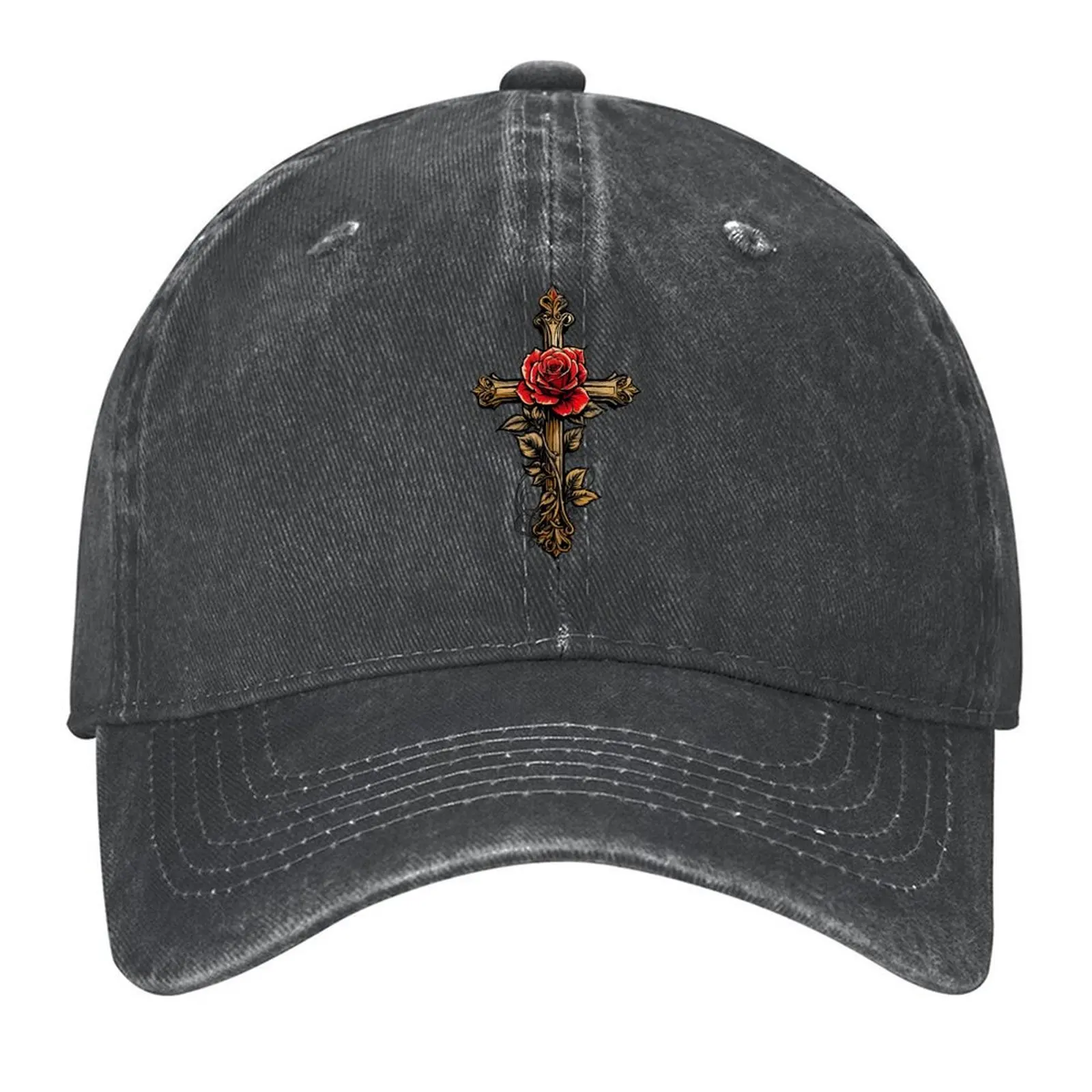 

Golden Rose Cross of the Rosicrucians Baseball Cap Golf Hat Man Luxury Cap Funny hats summer hat Men's Luxury Women's