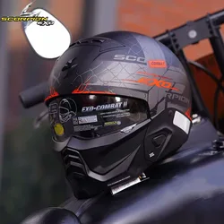 USA Scorpion Exo-Combat II Motorcycle Helmet Retro Detachable Helmet ECE DOT Certification Full Face Cascos Para Moto for Harley