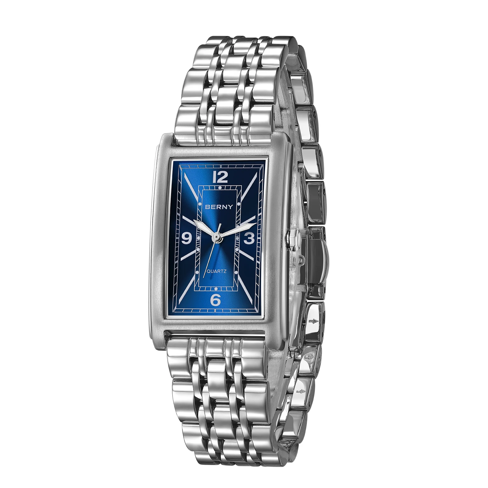 

BERNY квадратные мужские часы светящиеся кварцевые римские цифры циферблат из нержавеющей стали 316L повседневные модные прямоугольные роскошные часы для мужчин