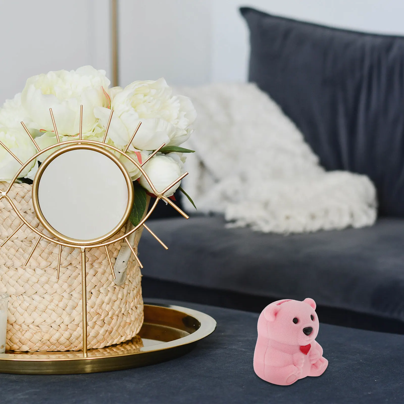 

1 шт., мягкая тканевая шкатулка для драгоценностей, дизайн медведя, держатель для колец на юбилей, свадьбу, день рождения, романтический подарок, украшение