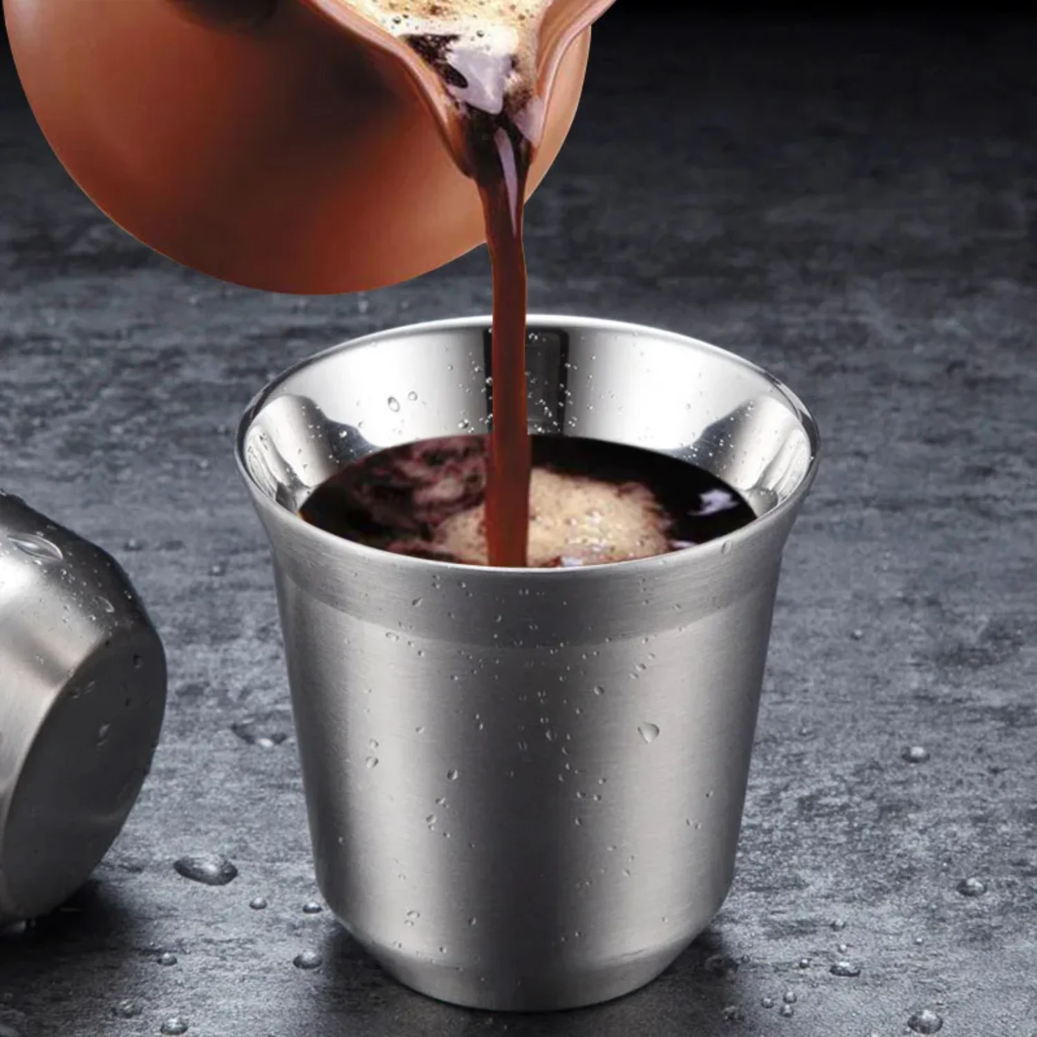 Cups Pixie Espresso Double Layer 304 Stainless Steel Thermo Capsule Mug Cold Water Beer Mug Double Coffee Milk Tea Cup