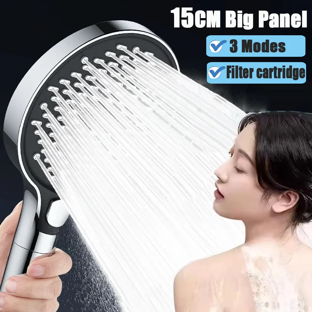 

15 см большая панель массажный спа-салон душ под давлением с фильтром 3 режима дождевой душ высокого давления с одной кнопкой стоп ручная насадка для душа